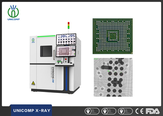 دستگاه اشعه ایکس SMT PCB Unicomp AX9100MAX با وضوح بالا اندازه نقطه فوکوس میکروونی برای بازرسی خلاهای BGA و خمیر جوش